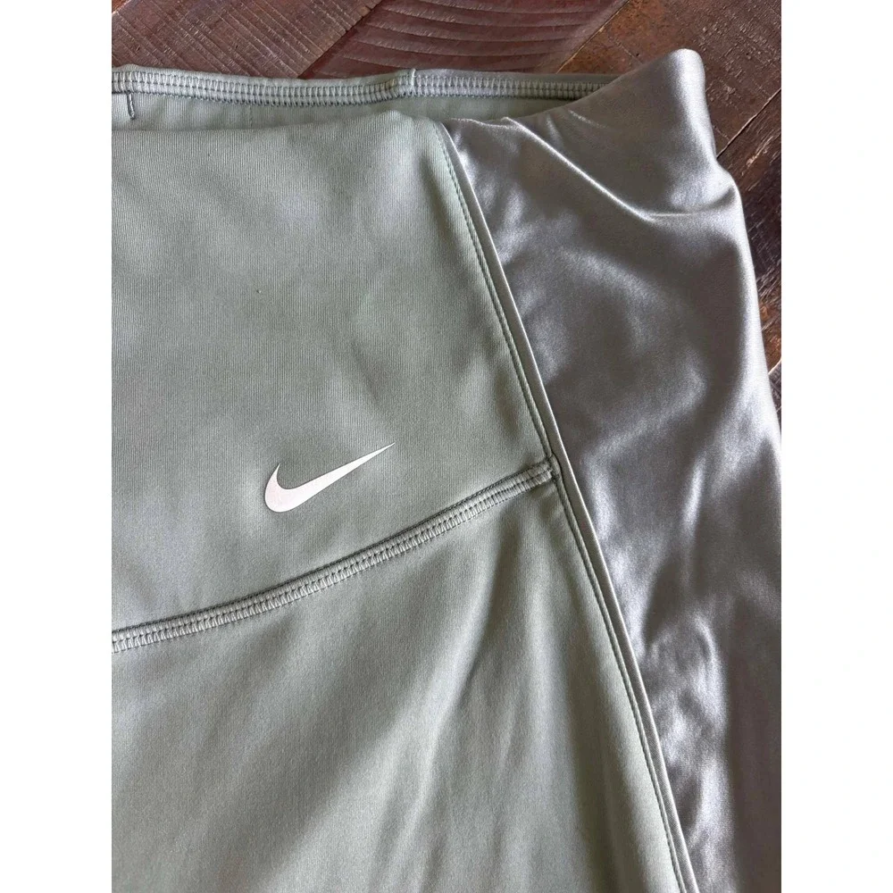 Nike Dri-FIT Sage Green Metallic Panel High Rise Crop Leggings Womens 2X